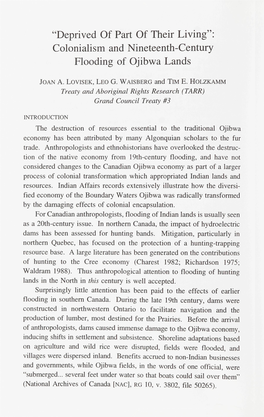 Colonialism and Nineteenth-Century Flooding of Ojibwa Lands