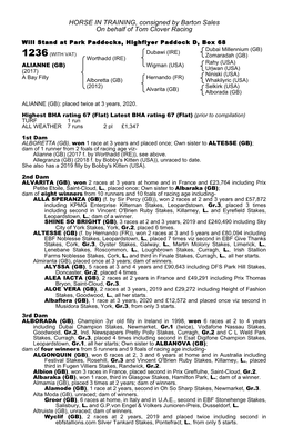 HORSE in TRAINING, Consigned by Barton Sales on Behalf of Tom Clover Racing