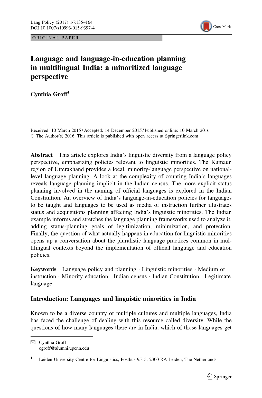 Language and Language-In-Education Planning in Multilingual India: a Minoritized Language Perspective