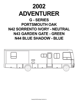 2002 Adventurer G - Series Portsmouth Oak N42 Sorrento Ivory - Neutral N43 Garden Gate - Green N44 Blue Shadow - Blue