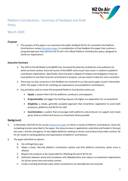 Platform Contributions - Summary of Feedback and Draft Policy