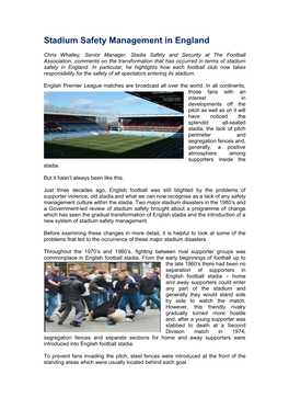 Stadium Safety Management in England