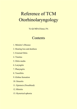 TCM Otorhinolaryngology