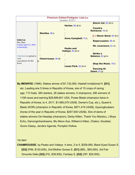 By MENIFEE (1996). Stakes Winner of $1,732,000, Haskell Invitational H