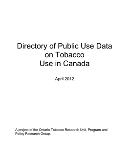 Directory of Public Use Data on Tobacco Use in Canada