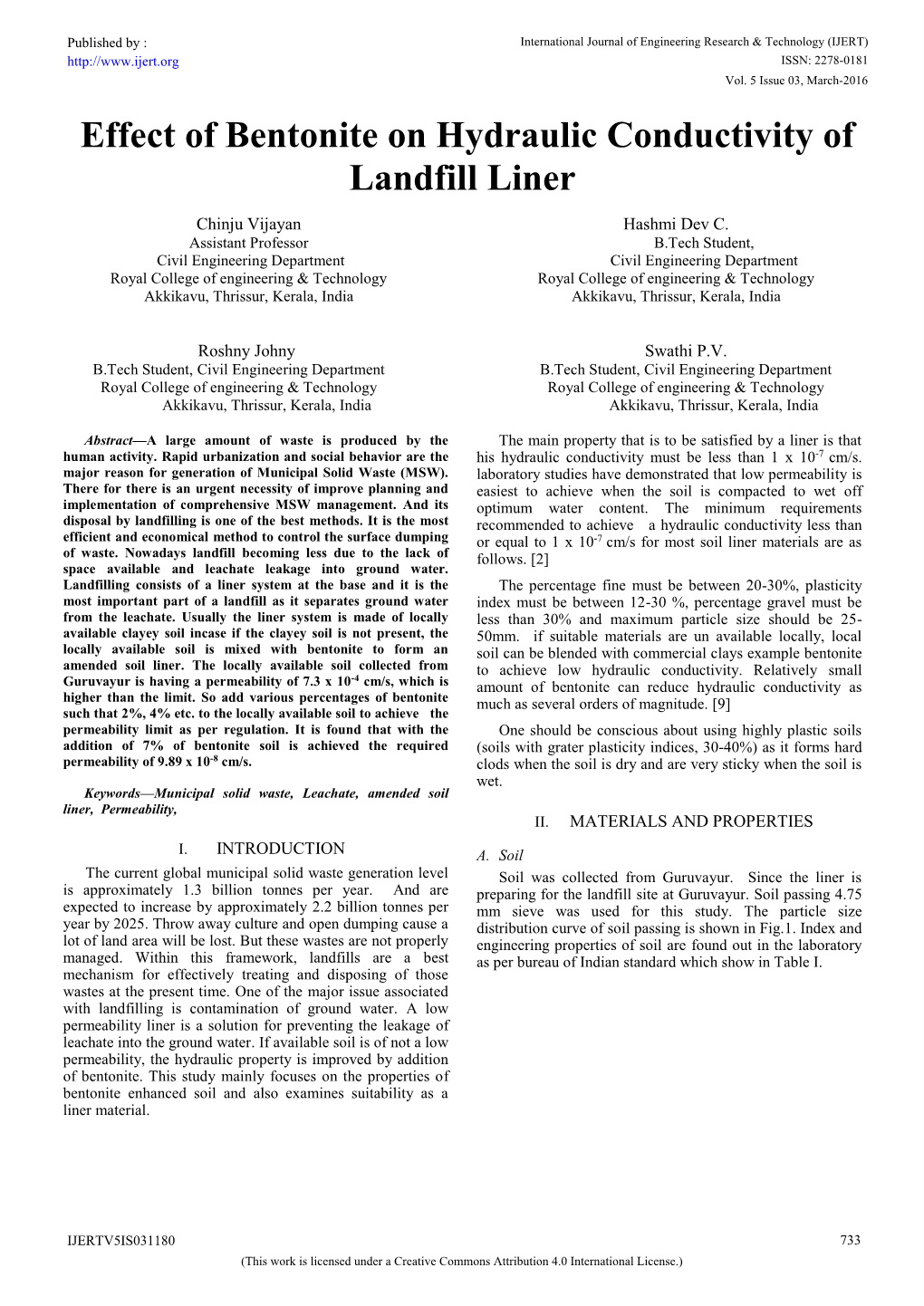 Effect of Bentonite on Hydraulic Conductivity of Landfill Liner