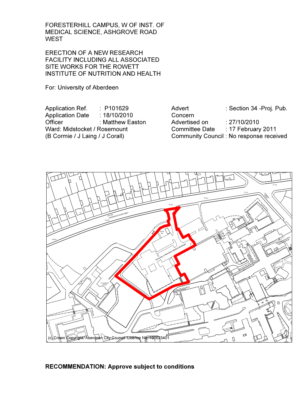 Foresterhill Campus, W of Inst. of Medical Science, Ashgrove Road West