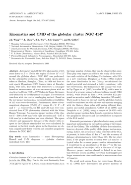 Kinematics and CMD of the Globular Cluster NGC 4147