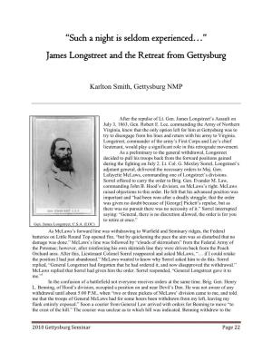 James Longstreet and the Retreat from Gettysburg