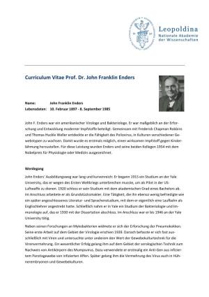 Curriculum Vitae Prof. Dr. John Franklin Enders