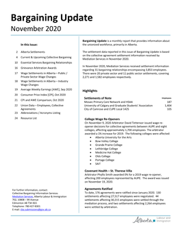 Bargaining Update, November 2020