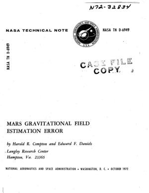 Mars Gravitational Field Estimation Error