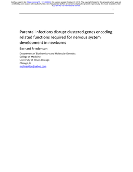 Parental Infections Disrupt Clustered Genes Encoding Related Functions