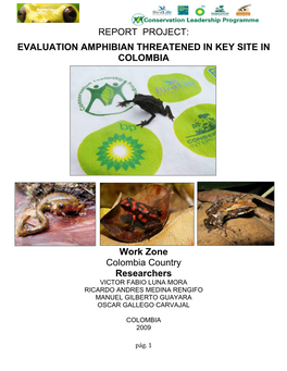 Report Project: Evaluation Amphibian Threatened in Key