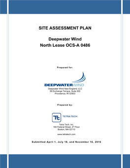 SITE ASSESSMENT PLAN Deepwater Wind North Lease OCS-A 0486