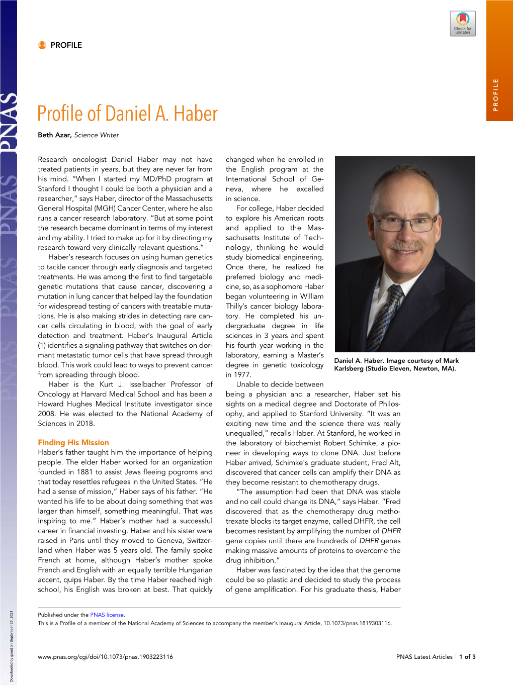 Profile of Daniel A. Haber PROFILE