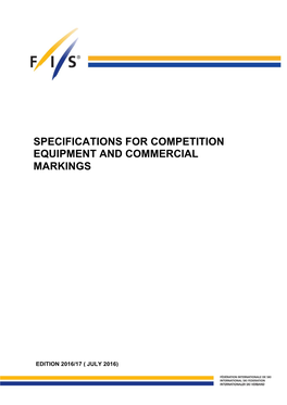 Specifications for Competition Equipment and Commercial Markings
