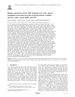 Rupture Parameters of the 2003 Zemmouri (Mw 6.8), Algeria