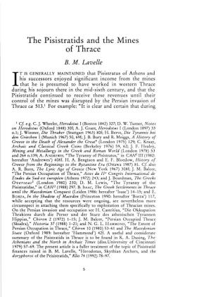 The Pisistratids and the Mines of Thrace , Greek, Roman and Byzantine Studies, 33:1 (1992:Spring) P.5