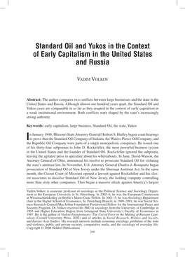 Standard Oil and Yukos in the Context of Early Capitalism in the United States and Russia