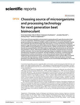 Choosing Source of Microorganisms and Processing Technology for Next