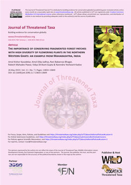 The Importance of Conserving Fragmented Forest Patches with High Diversity of Flowering Plants in the Northern Western Ghats: an Example from Maharashtra, India