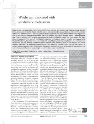 Weight Gain Associated with Antidiabetic Medications