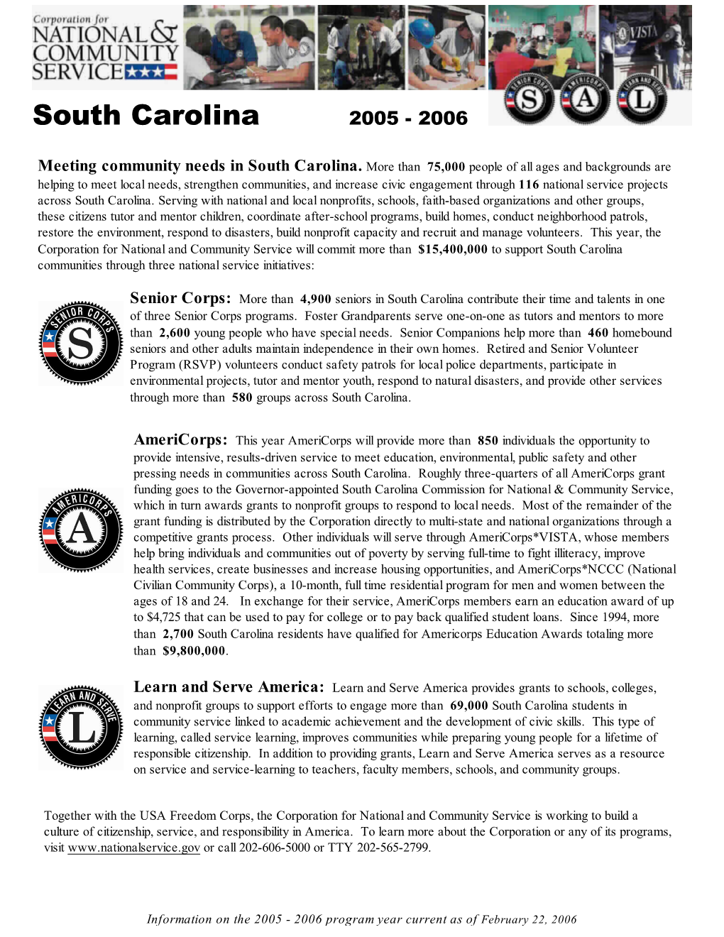South Carolina 2005 - 2006