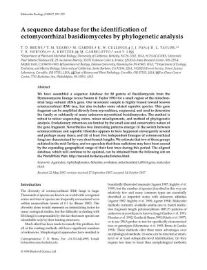A Sequence Database for the Identification of Ectomycorrhizal Basidiomycetes by Phylogenetic Analysis