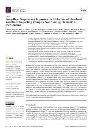 Long-Read Sequencing Improves the Detection of Structural Variations Impacting Complex Non-Coding Elements of the Genome