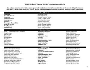 2016-17 Music Theatre Wichita's Jester Nominations
