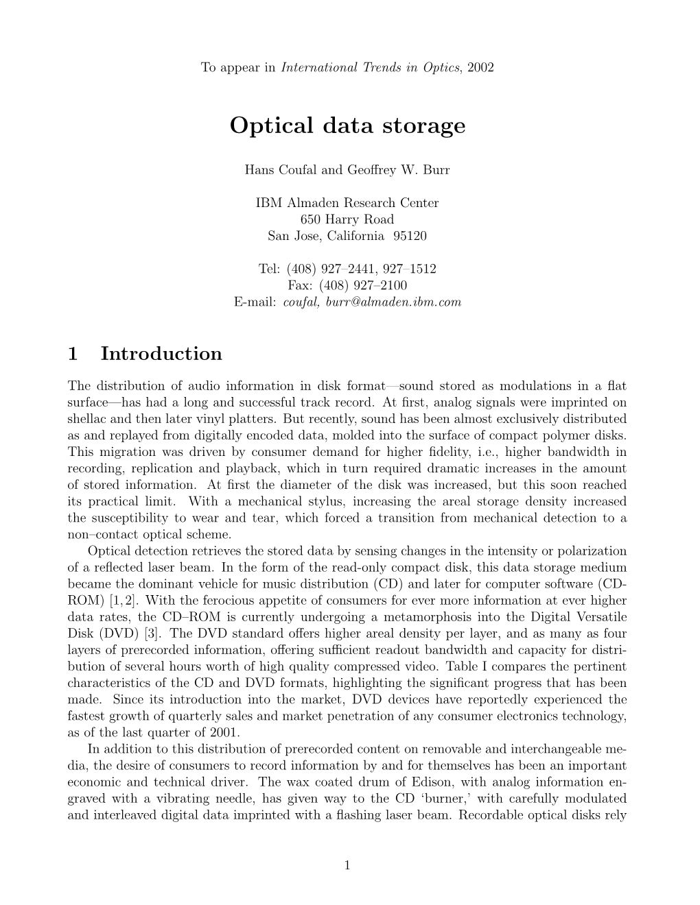 Optical Data Storage