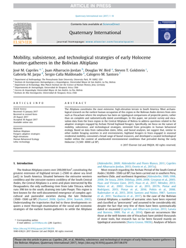 Mobility, Subsistence, and Technological Strategies of Early Holocene Hunter-Gatherers in the Bolivian Altiplano