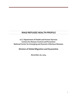 Iraqi Refugee Health Profile