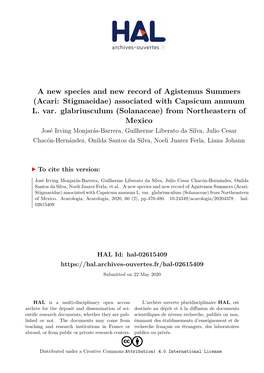 Acari: Stigmaeidae) Associated with Capsicum Annuum L
