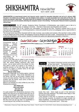 Education & Conflict on 18Th January, Sudeshna Sinha, Coordinator Of