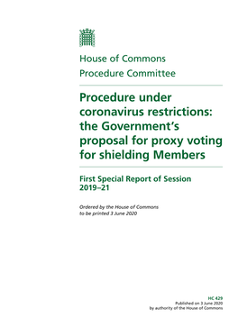 The Government's Proposal for Proxy Voting for Shielding Members