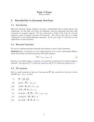 Topic 5 Notes 5 Introduction to Harmonic Functions