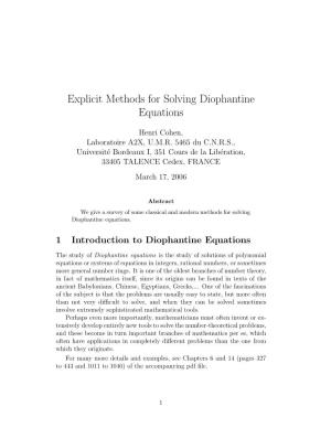 Explicit Methods for Solving Diophantine Equations