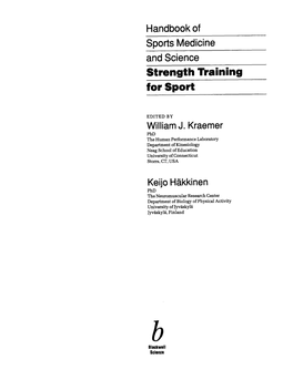 Handbook of Sports Medicine and Science Strength Training for Sport IOC Medical Commission Sub-Commission on Publications in the Sport Sciences