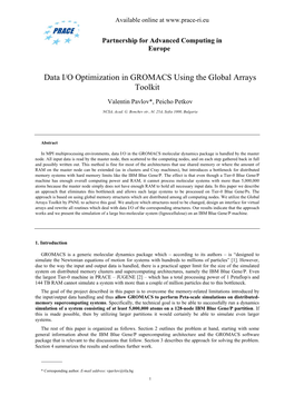 Data I/O Optimization in GROMACS Using the Global Arrays Toolkit