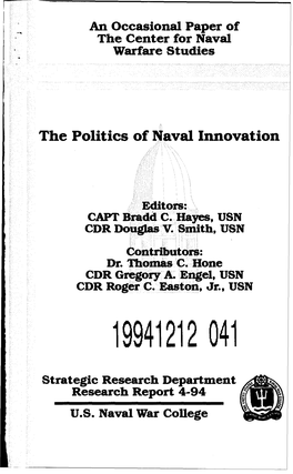 The Politics of Naval Innovation