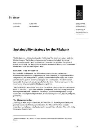 Sustainability Strategy for the Riksbank