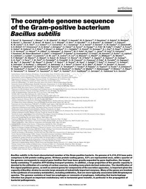 The Complete Genome Sequence of the Gram-Positive Bacterium Bacillus Subtilis