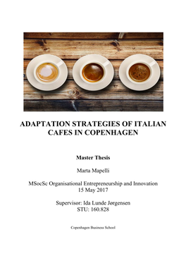 Adaptation Strategies of Italian Cafes in Copenhagen