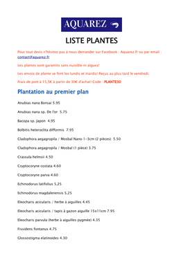 Liste Plantes