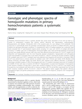 Genotypic and Phenotypic Spectra of Hemojuvelin Mutations in Primary