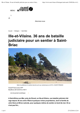 Ille-Et-Vilaine. 36 Ans De Bataille Judiciaire Pour Un Sentier À Saint- Briac