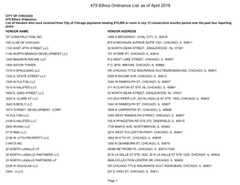 475 Ethics Ordinance List As of April 2018