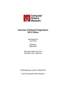Interview of Ed Feigenbaum; 2012-03-20